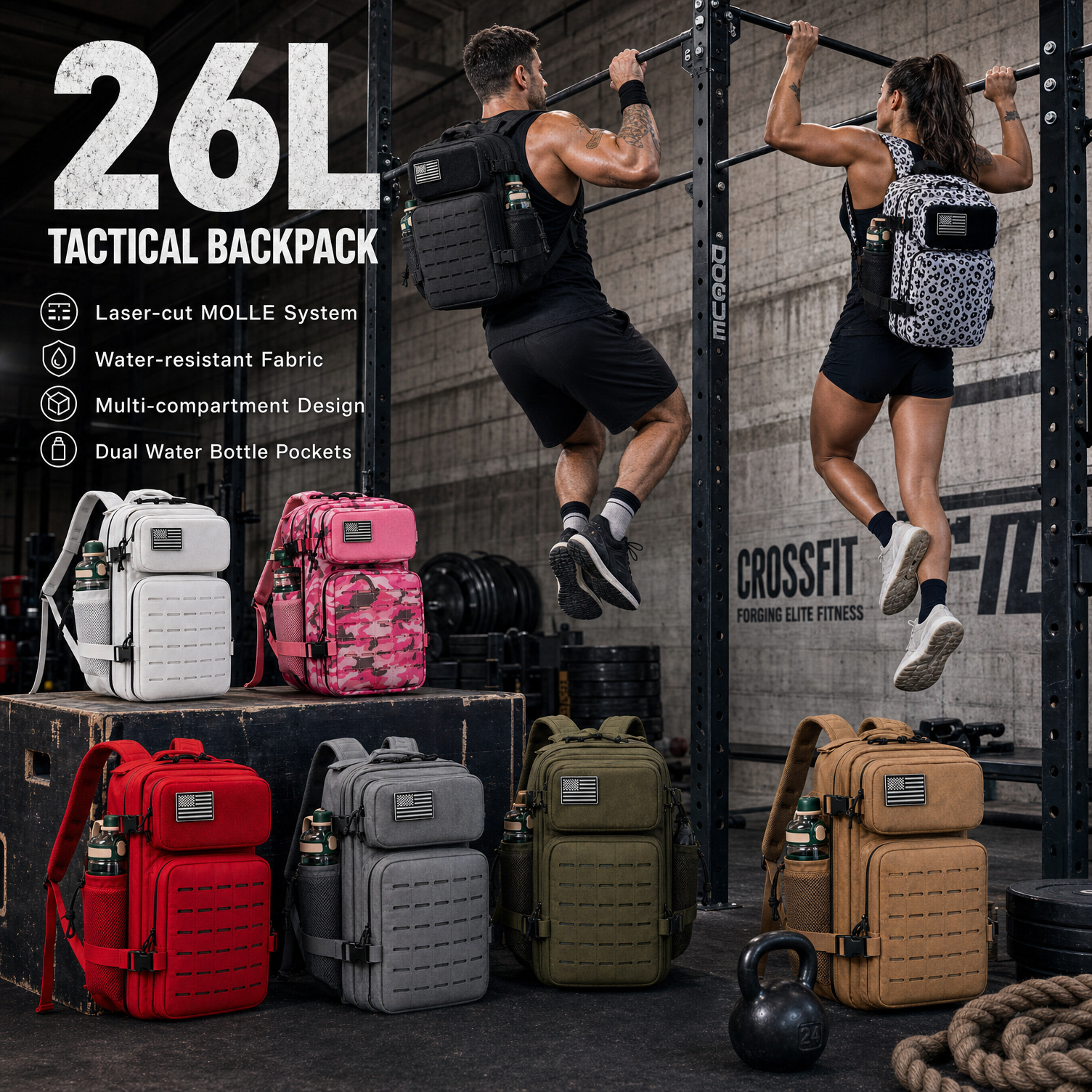 Crossfit Gym Gear - 26L Gym Backpack for Men with